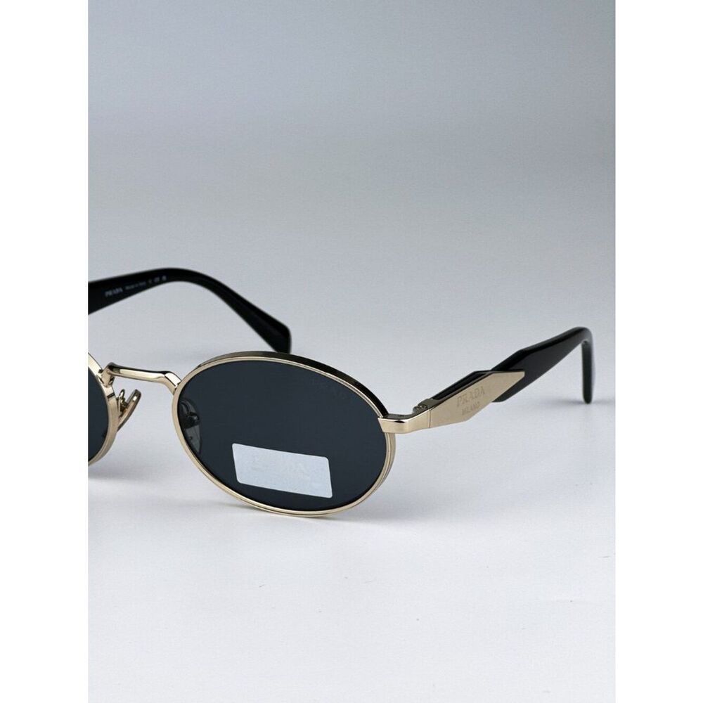 NEW Prada PR65ZS ZVN09T Pale Gold Dark Grey Oval Metal Unisex Sunglasses - Picture 8 of 14